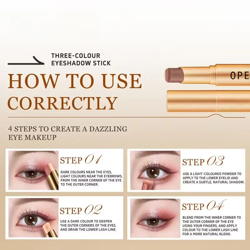 TriGlow™ Eyeshadow Stick ✨👁️ — 3 Colors, One Easy Swipe